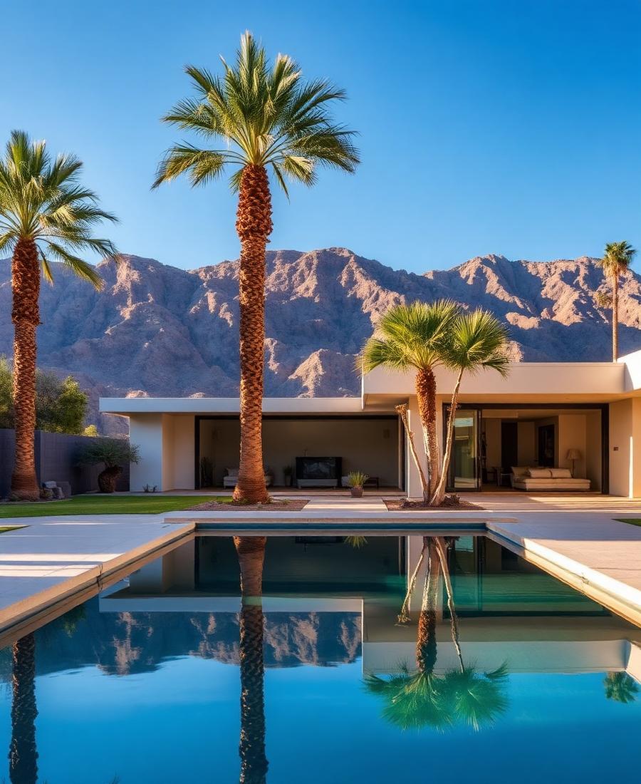 Mediterranean residence courtyard lit at night